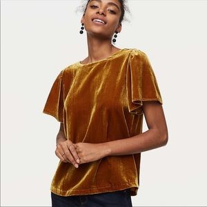 NWT LOFT Mustard Velvet Tie Back Top